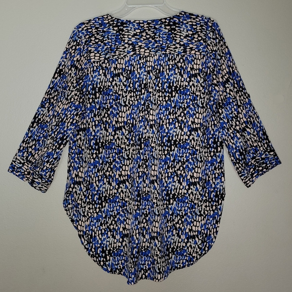 🎈 M | INC | 3/4 Sleeve Pebble Print V-Neck-Zip Blouse - Picture 3 of 6